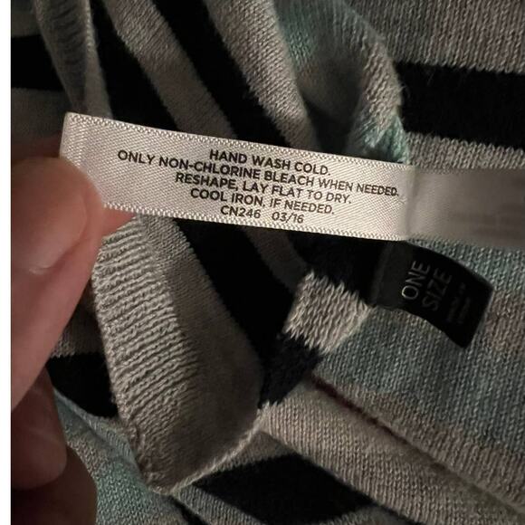 Talbots Striped Cape Poncho – One Size, Classic Cozy Layer - Picture 7 of 11